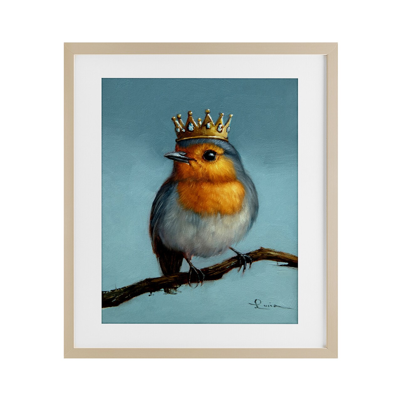 Stupell Industries Royal Robin Perched Framed Print Under Glass, design by Lucia Heffernan